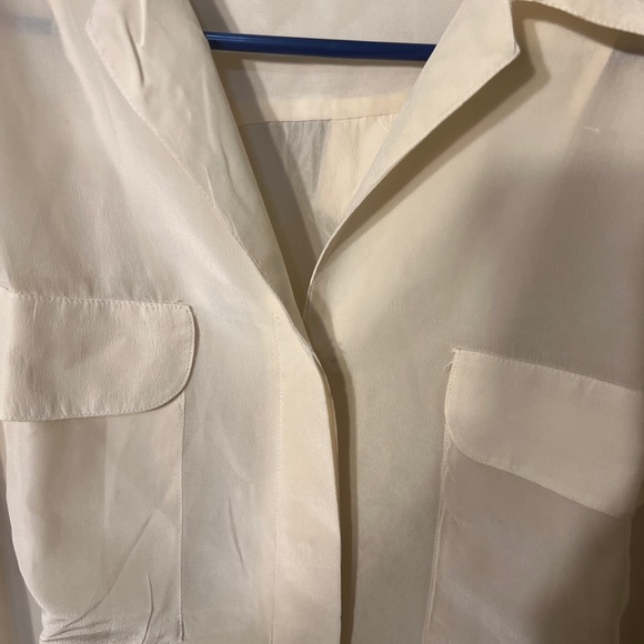 Vtg Epitomé 100% Silk Short Sleeve Blouse Cream Color Size 12 Woman’s W. Pocket - Picture 4 of 7
